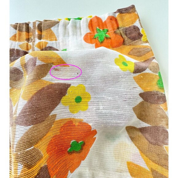Vintage 1960s curtain valance, orange yellow brown flowers, tier panel, for 1 - Picture 10 of 10